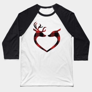 Red Plaid Deer Buck and Doe Heart Winter Gifts: Pillows, Bedding, Mugs & More! Baseball T-Shirt